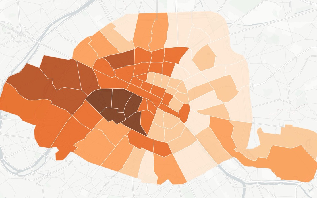 Carte de l'encadrement des loyers à Paris