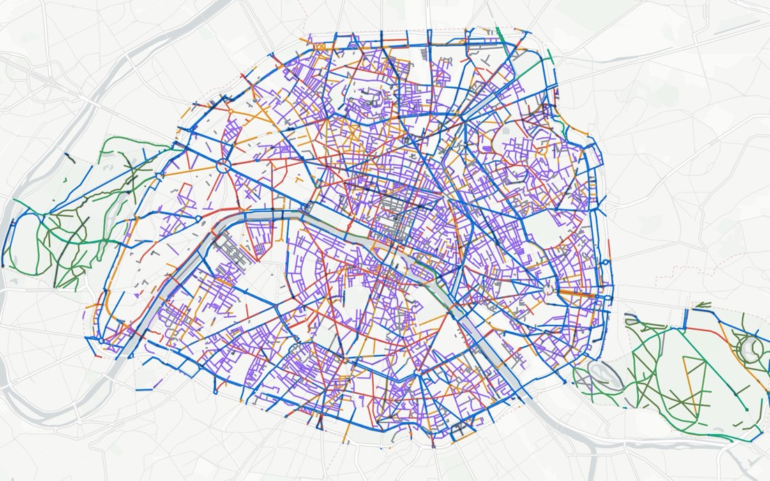 Carte du réseau cyclable parisien